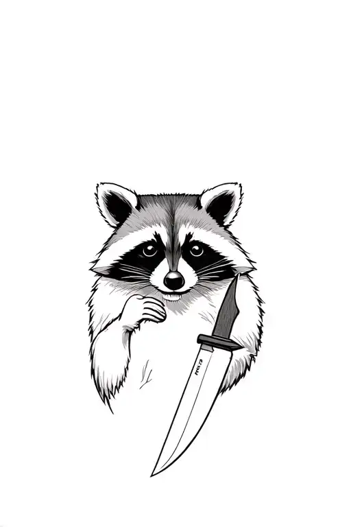 Raccoon Holding Knife
