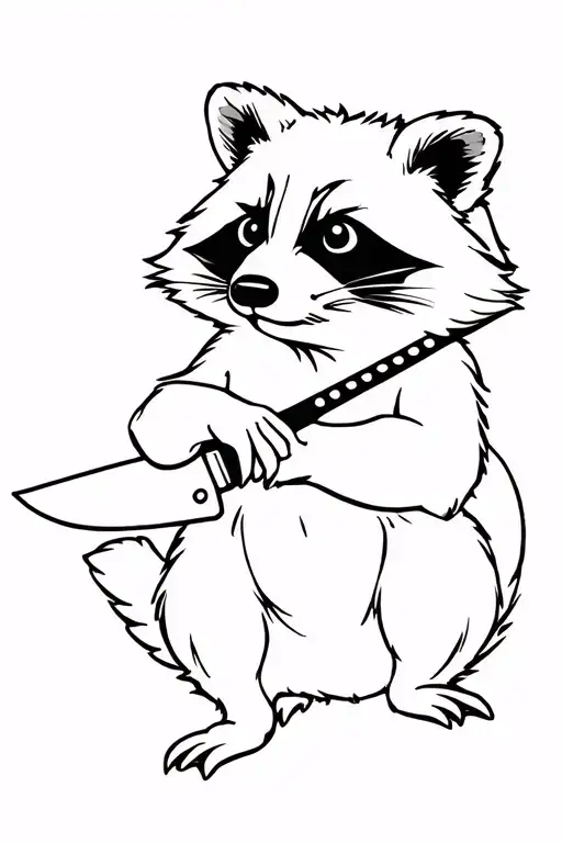 Raccoon Holding Knife