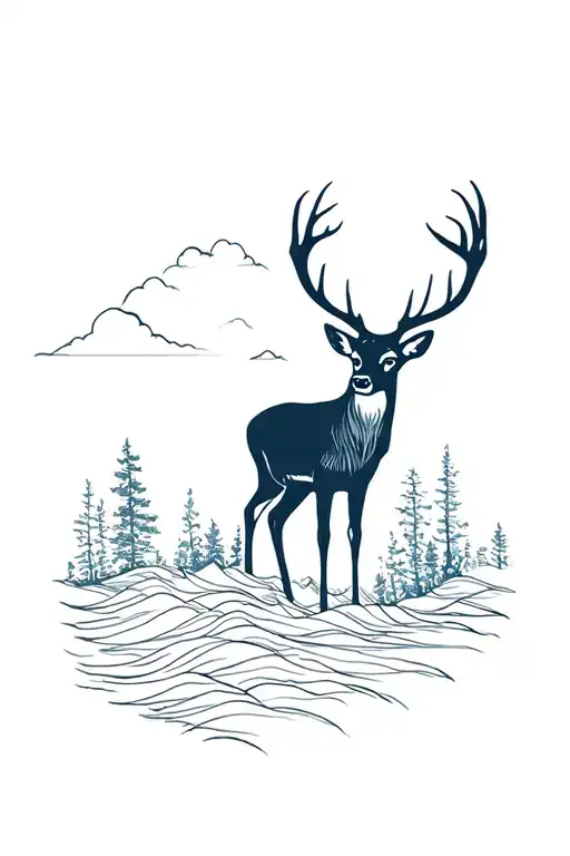 Native Bush Forestry Ocean Waves Deer