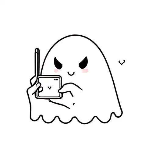 Cute Ghost Texting On Cell Phone