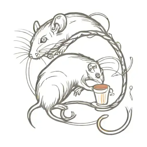 Two Rats Combining To Form A Coffee Bean