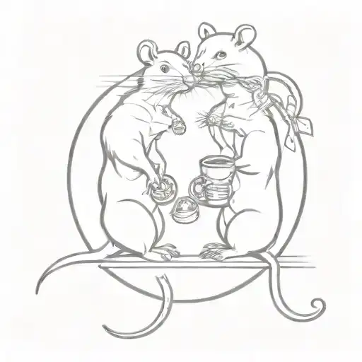 Two Rats Combining To Form A Coffee Bean