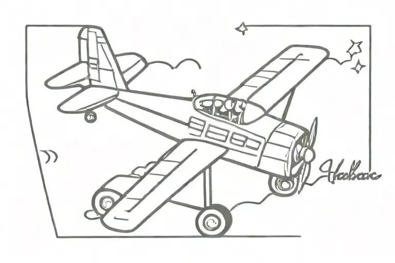 Words Hard Fought Hallelujah With A Small Airplane And A Small Tractor Around It