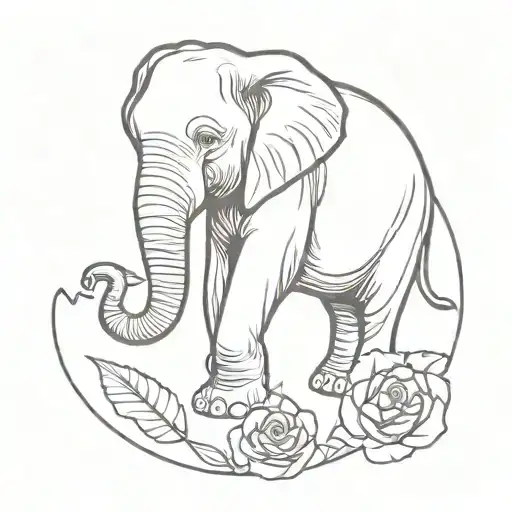 Elephant Holding Rose