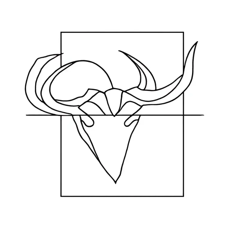 Glass Cut With The Astrological Sign Taureau Tattoo Style