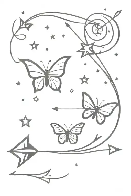 Butterfly And Stars And Arrow
