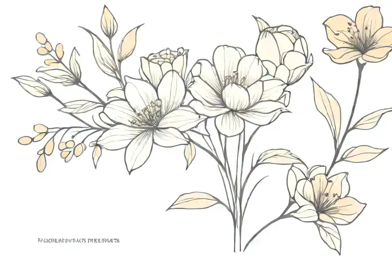 Flower Bouquet Fine Line