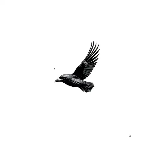 Raven Flying Across