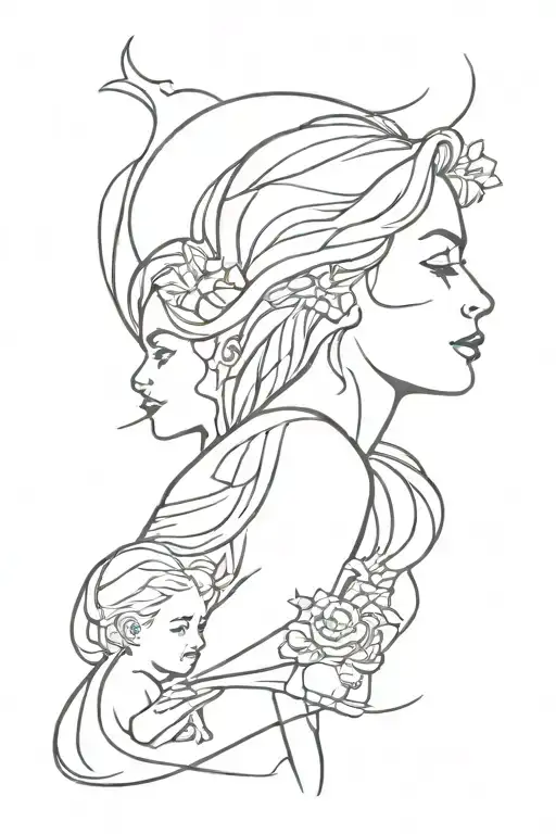 Woman Tattoo Representing Family