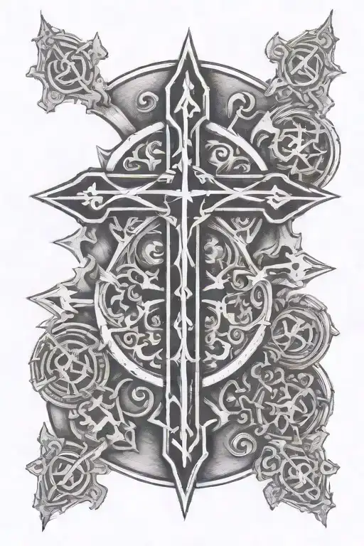 Inverted Cross With A Pentagram In The Middle
