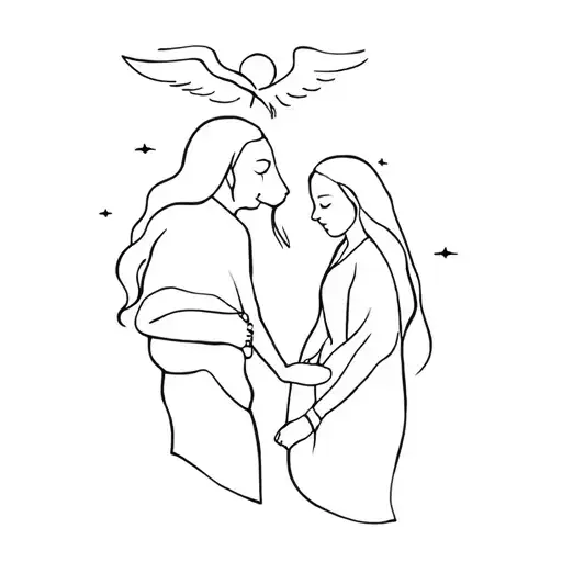 Line Art Grandparents In Heaven And Me