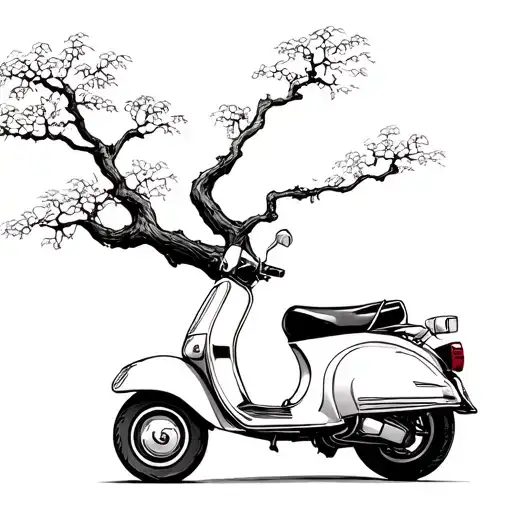 Fallen Tree On Vespa Scooter