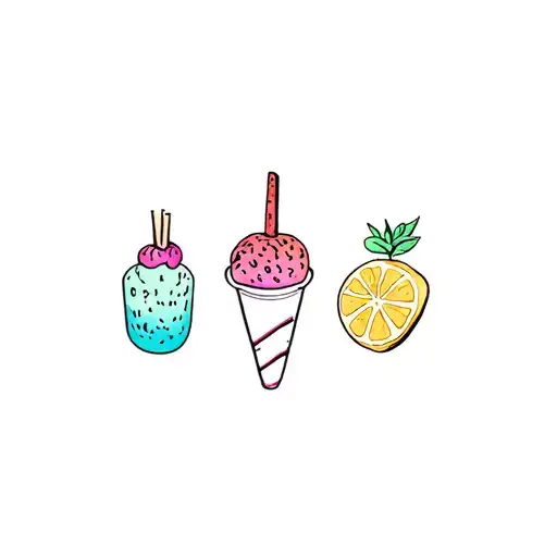Cute Foods With Colorful Outline
