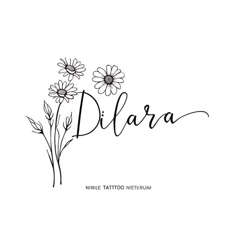 Dilara Name And Daisy Flower