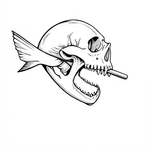Salmon Skull Biting A Drumstick