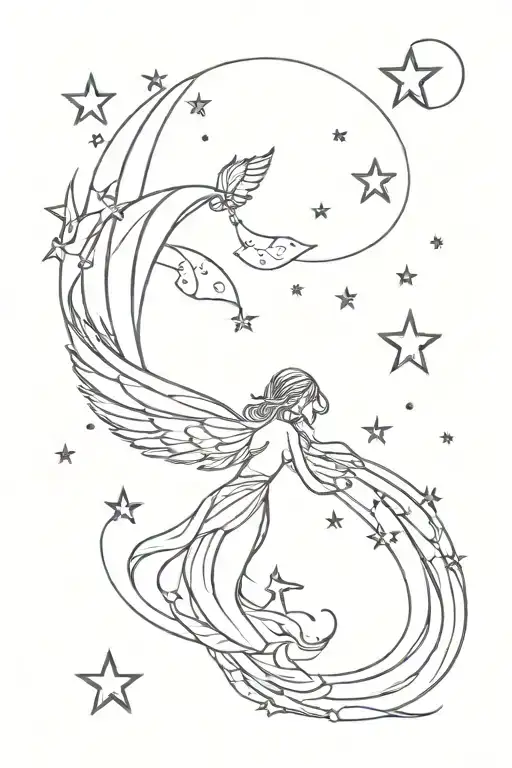 Fairy Wings And Moon And Stars