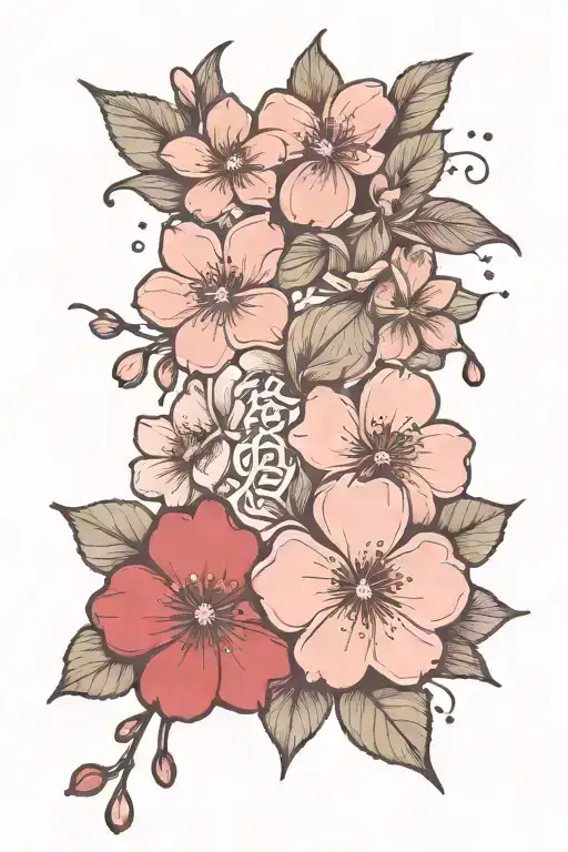 Violets And Cherry Blossom With Quote