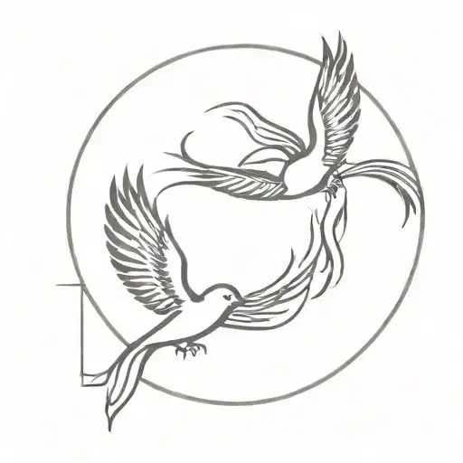 Phoenix Rising And Scorpion And Swallow Bird Flying