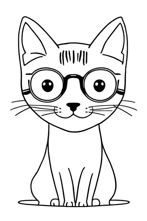 Cat In Round Glasses