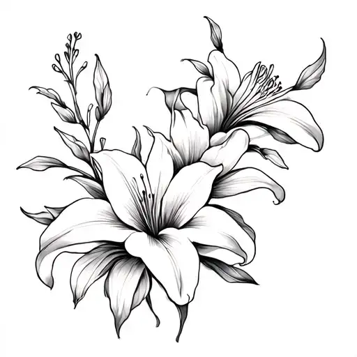 Flowy Tiger Lily Flowers Around Shoulder Ethereal