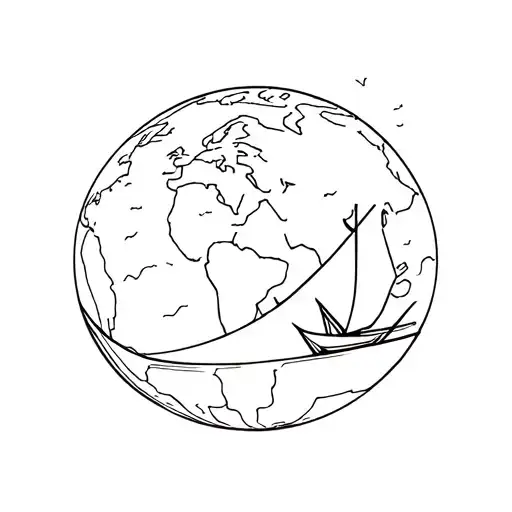 World Ball With A Paper Boat