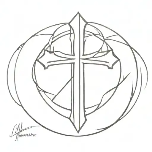 Cross With Roman Numerals Intertwined