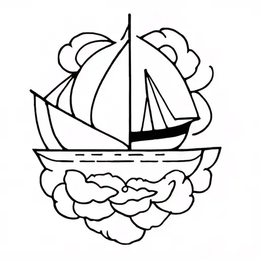 Very Simplified Tudor Rose And Sail Boat