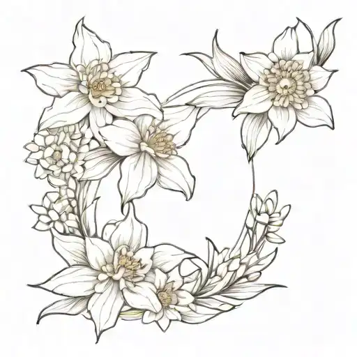 Daffodil And Chrysanthemum Bouquet With A Bow Tying It Together