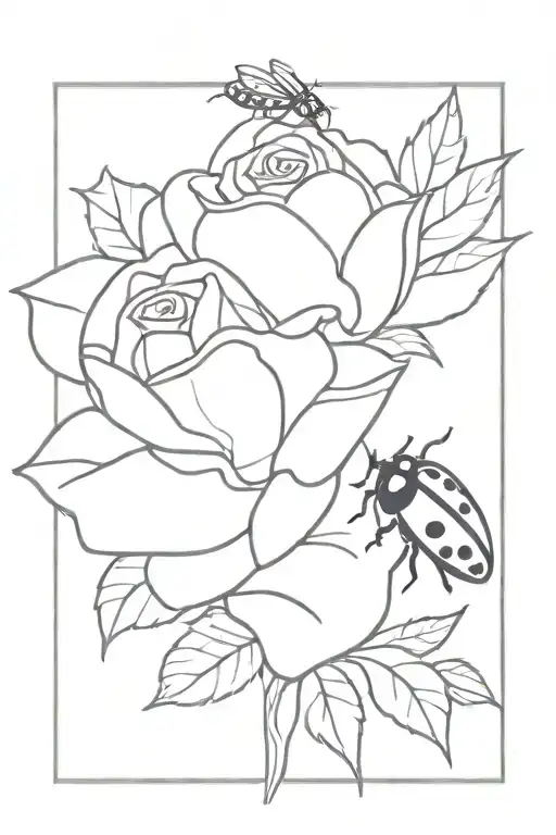 Rose And Ladybug Resting
