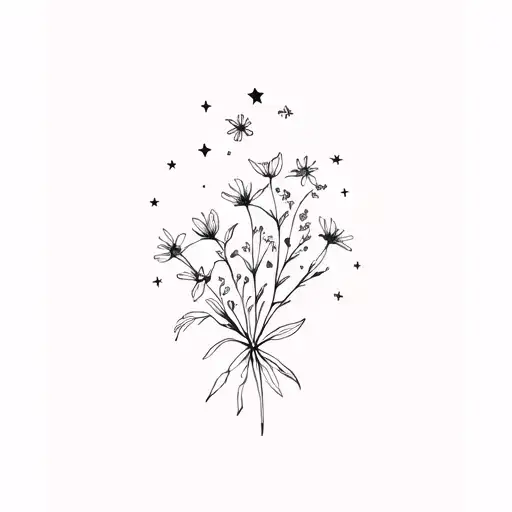 Bouquet Of Thrush Flower And Fine Stars