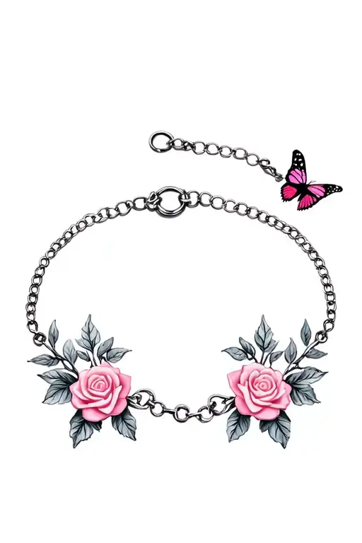 Bracelet With Roses And Butterfly Made
