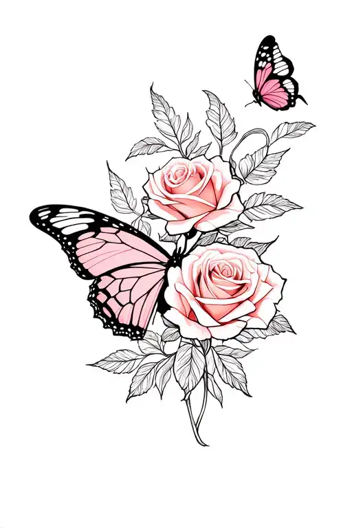 Roses And Butterfly