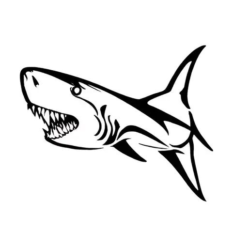 Minimalist Black And White Angry Shark With Tribal