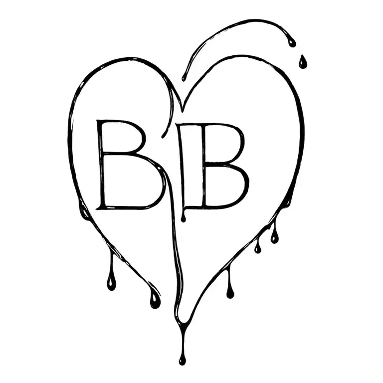 A Heart -Shaped Combination Of The Letters 'B' And 'P' As If It Were Dripping