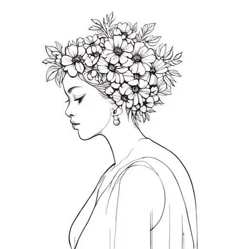 A Minimal Confident Strong Ladytattoo Withouth Head And Flowers Growing Instead Of Her Head