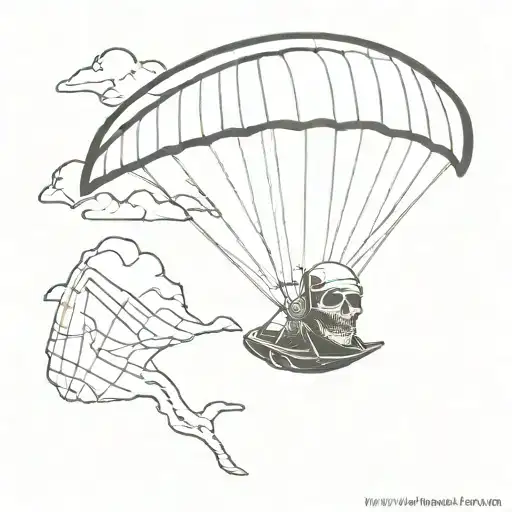 Skull And Paraglider Gliding