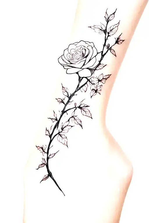 Cherry Blossoms And Black Rose