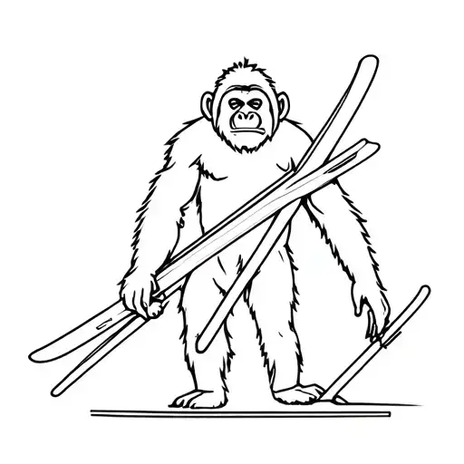 Orangutan Holding Skis