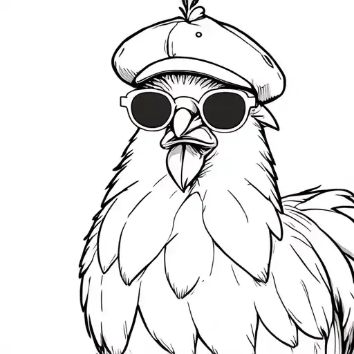 Chicken Wearing Flat Cap And Retro Sunglasses