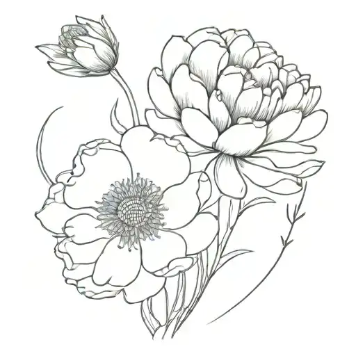 Crysanthemum Poppy Daisy Bouquet Tied