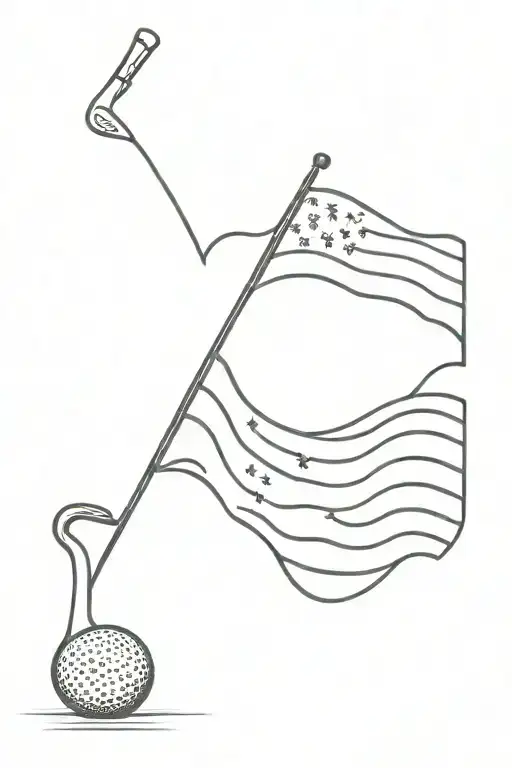 A Minimalist Design Of An American Flag Waving In The Shape Of A Golf Club