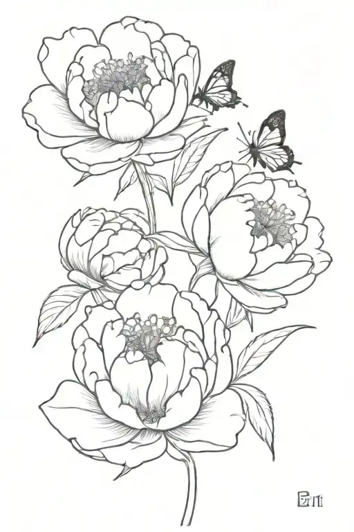 Peonies And Butterflies On Hand