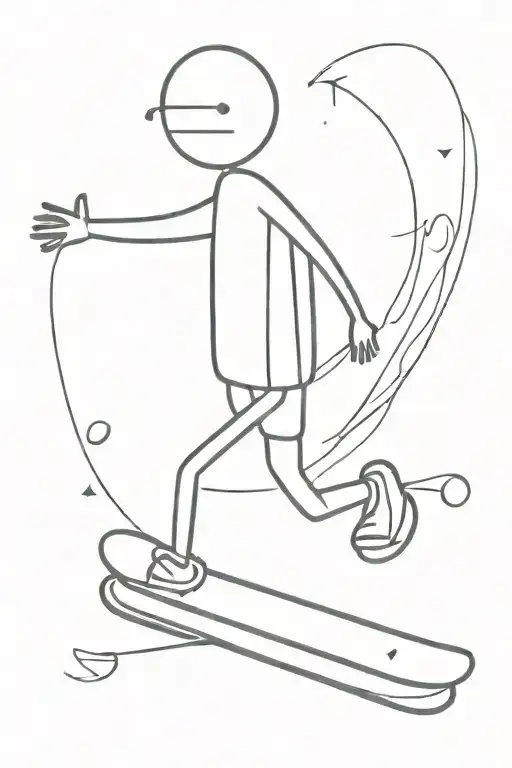Stick Man Holding A Snowboard