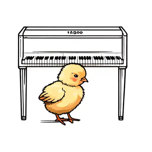 Small Baby Chicken Playing Piano