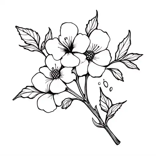 Blackberry Blossom Flower Simple Oultine