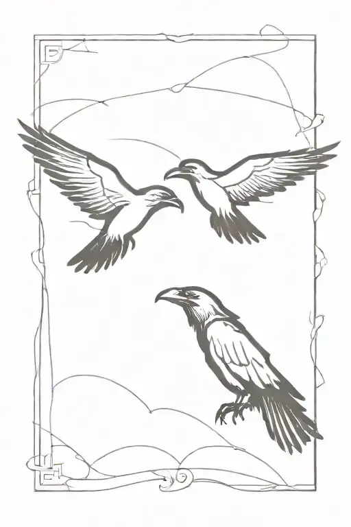 Both Odins Ravens Flying Together