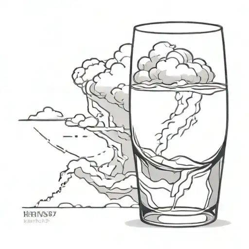 Hennesy Glass With A Ice Block And Storm Cloud Storm With Lightning