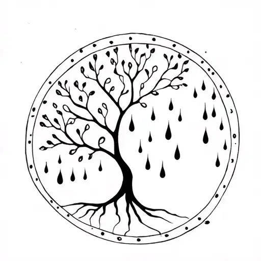 Tree Of Life And Rain Drops