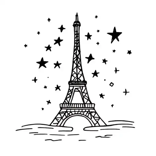Eiffel Tower Night Sky Filled With Stars