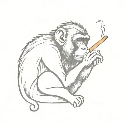Macaques Monkey Smoking A Ciggarette